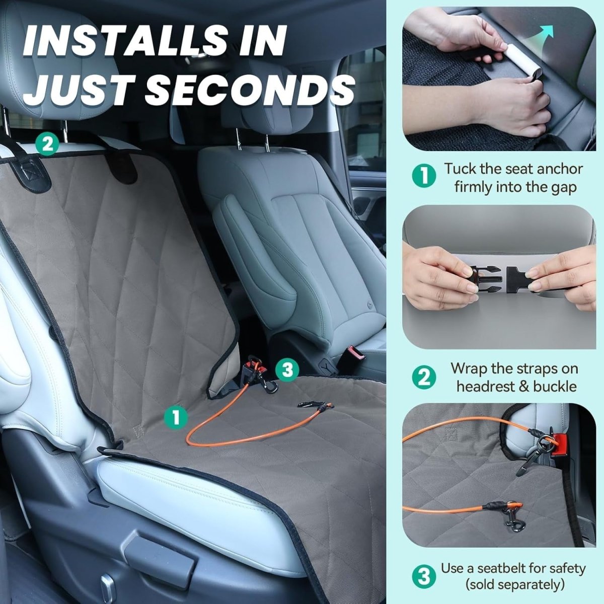Front Dog Car Seat Cover Waterproof Bucket Seat Protector Non Slip - Kwikley