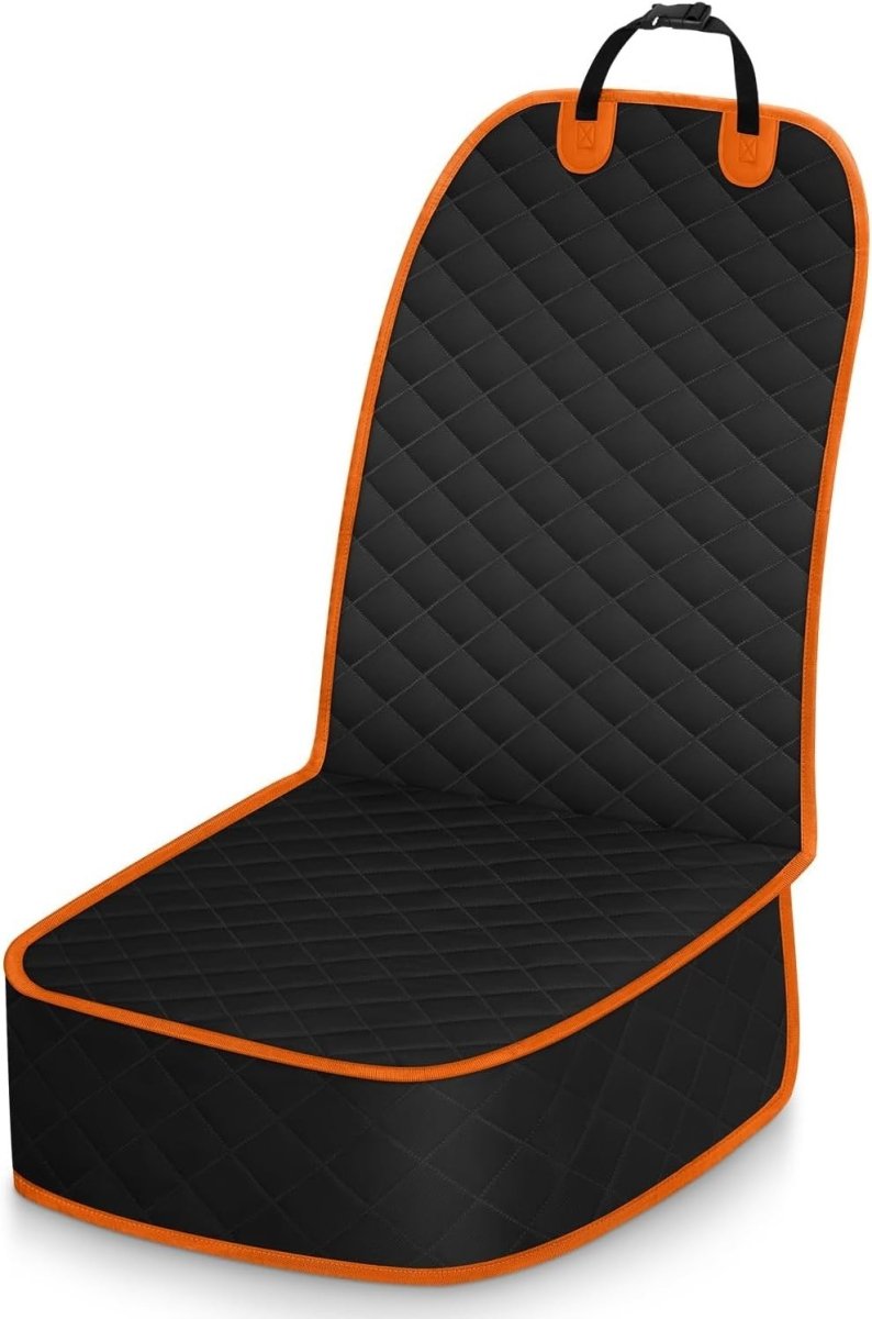Front Dog Car Seat Cover Waterproof Non Slip Pet Protector Orange Trim - Kwikley
