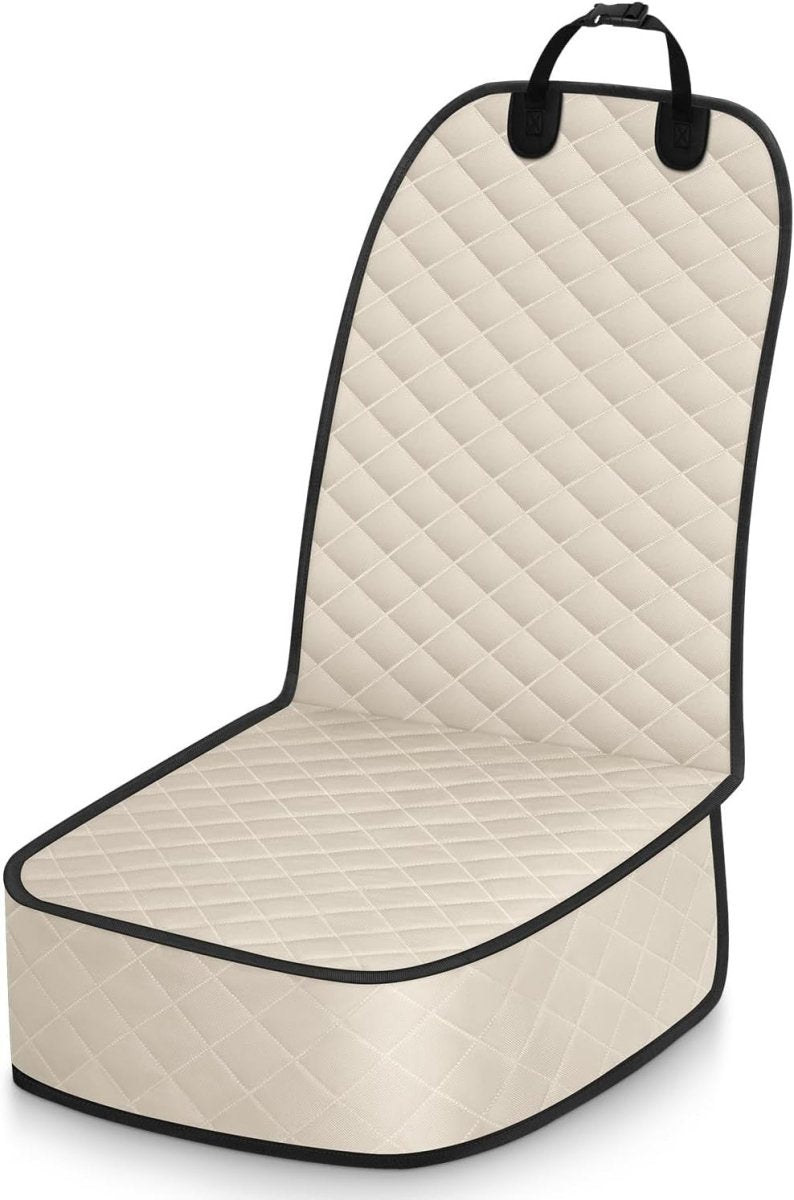 Front Dog Car Seat Cover Waterproof Non Slip Pet Seat Protector Beige - Kwikley