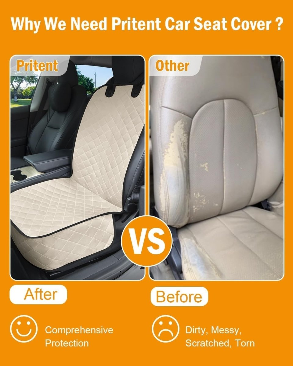 Front Dog Car Seat Cover Waterproof Non Slip Pet Seat Protector Beige - Kwikley