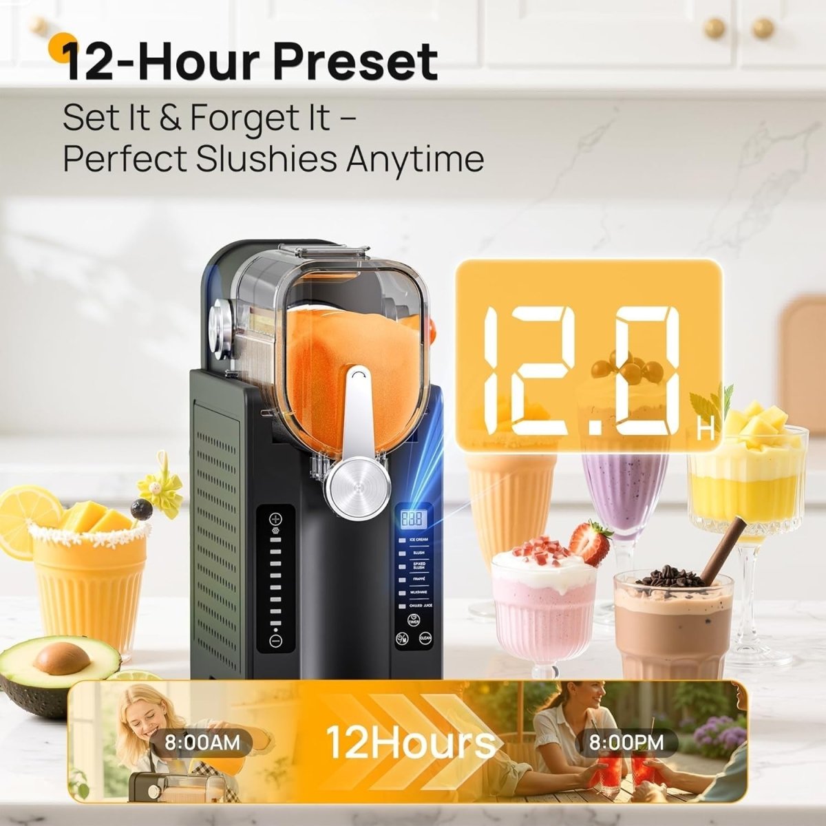 Frozen Drink Slush Machine Self Cooling Ice Cream Milkshake Maker LED - Kwikley