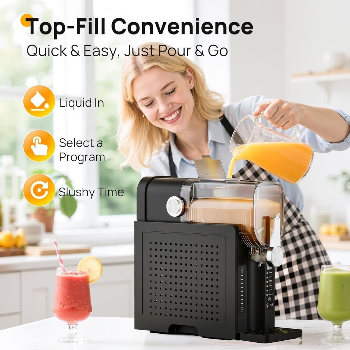 Frozen Drink Slush Machine Self Cooling Ice Cream Milkshake Maker LED - Kwikley