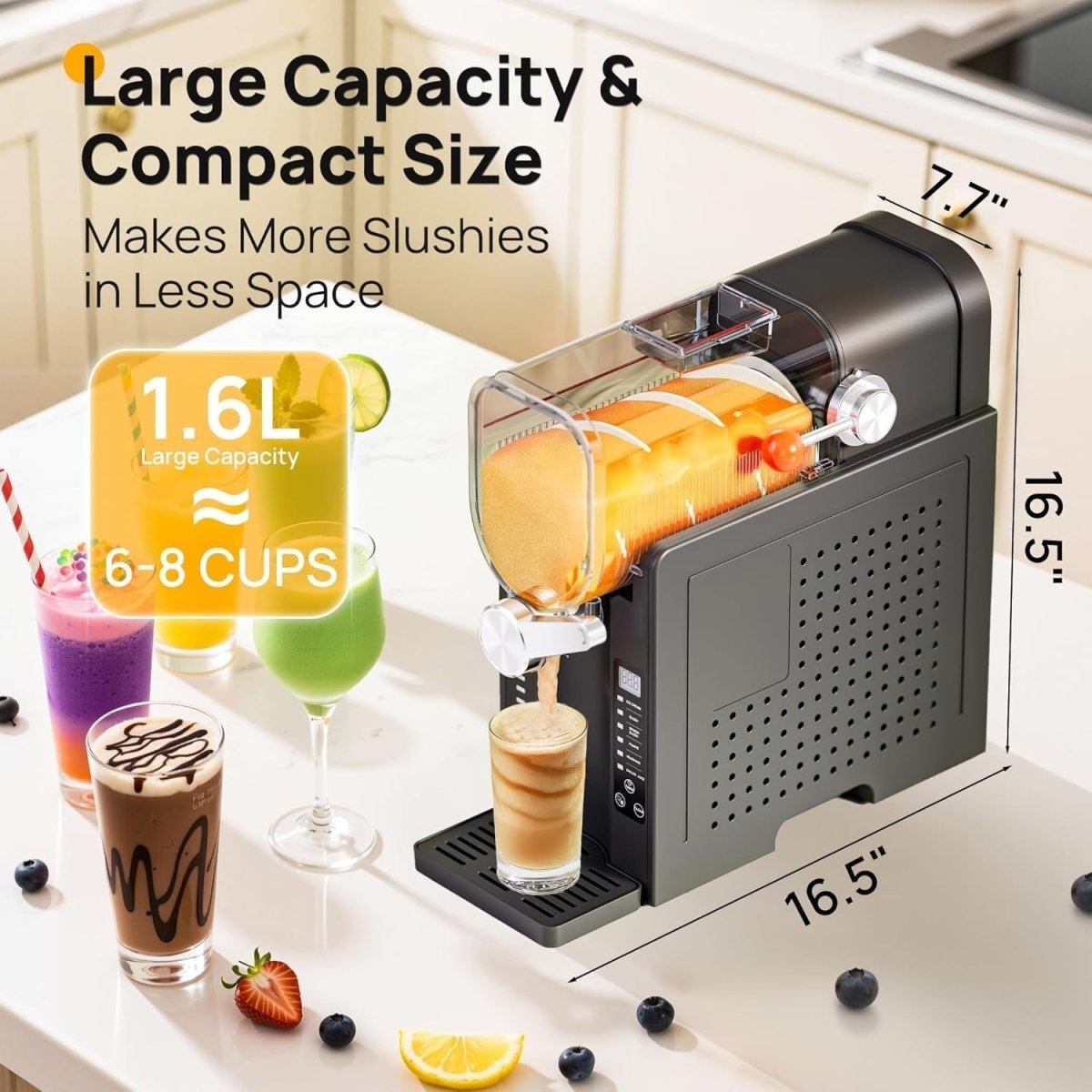 Frozen Drink Slush Machine Self Cooling Ice Cream Milkshake Maker LED - Kwikley
