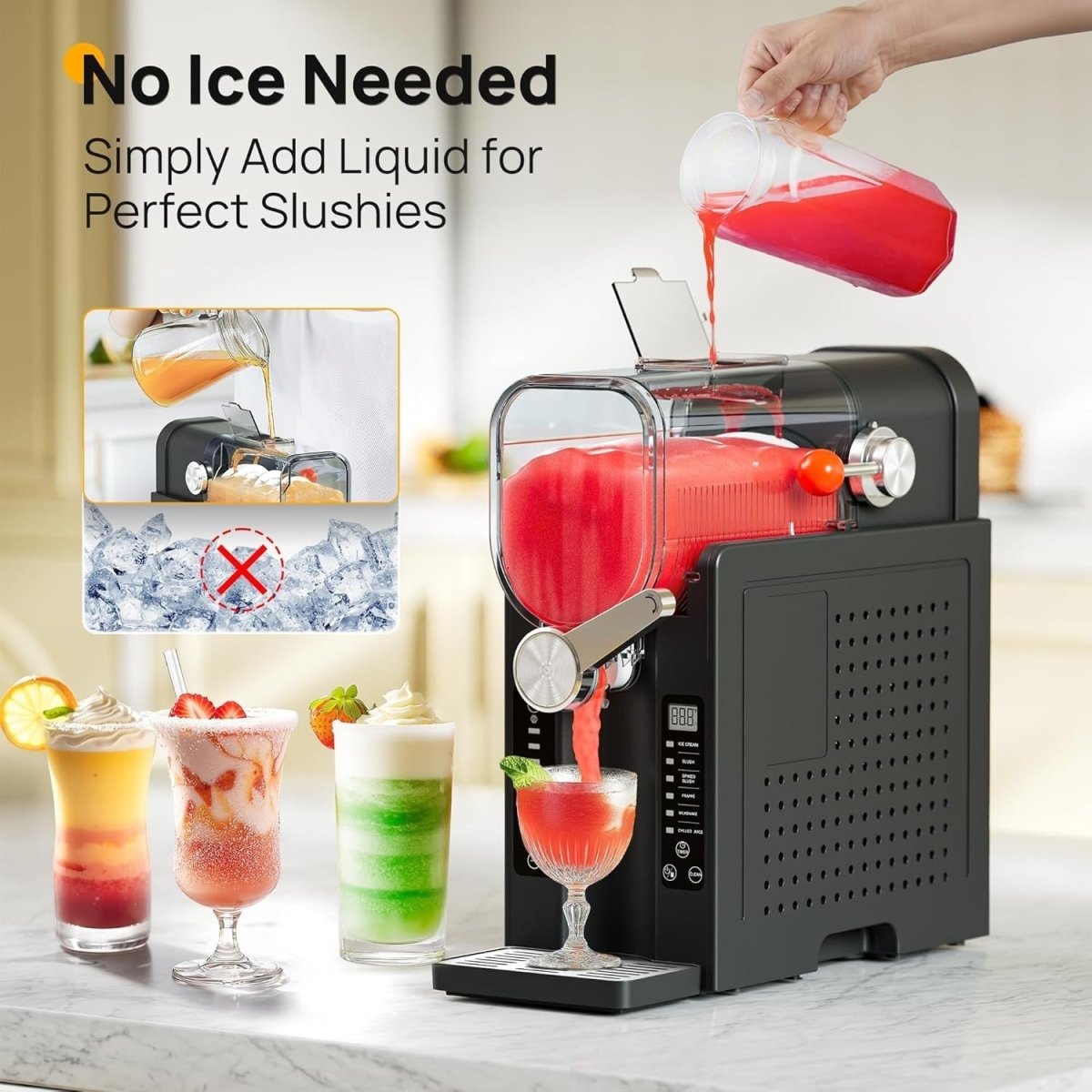 Frozen Drink Slush Machine Self Cooling Ice Cream Milkshake Maker LED - Kwikley