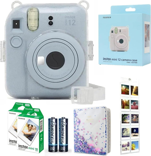 Fujifilm Instax Mini 12 Camera Bundle Blue Film Case Album Display