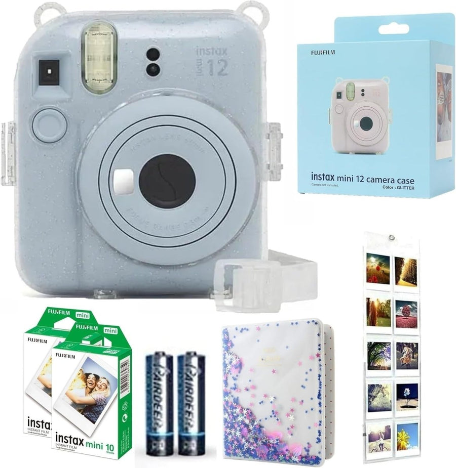 Fujifilm Instax Mini 12 Camera Bundle Blue Film Case Album Display - Kwikley