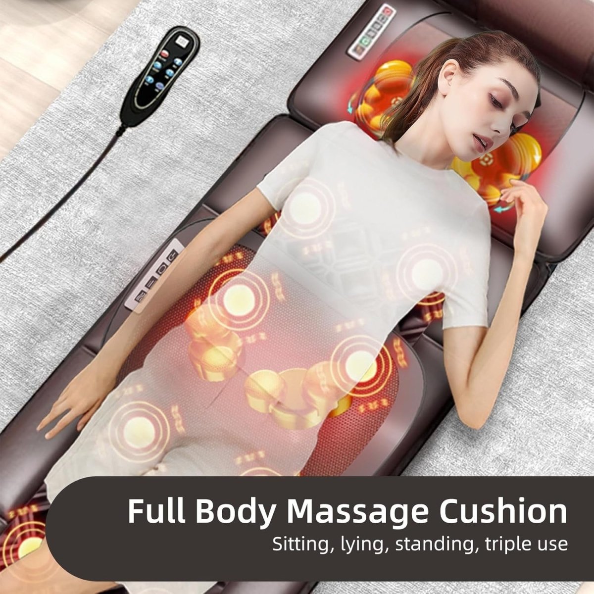 Full Body Electric Massage Mat with Heat Shiatsu Neck Back Foot Relaxation - Kwikley