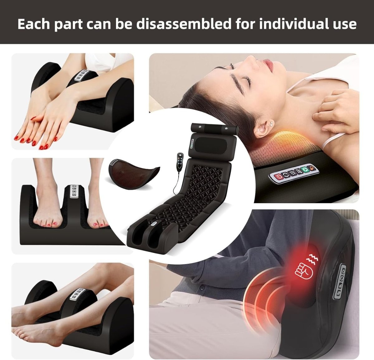 Full Body Electric Massage Mat with Heat Shiatsu Neck Back Foot Relaxation - Kwikley