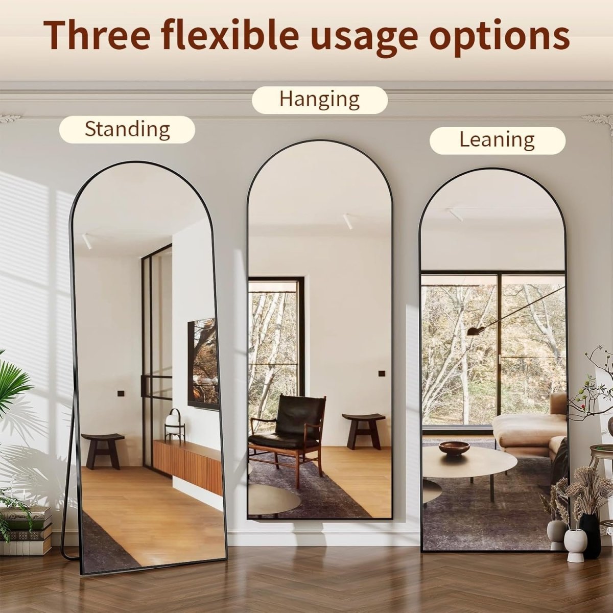 Full Length Arch Mirror 161x52cm Floor Wall Standing Leaning Dressing - Kwikley