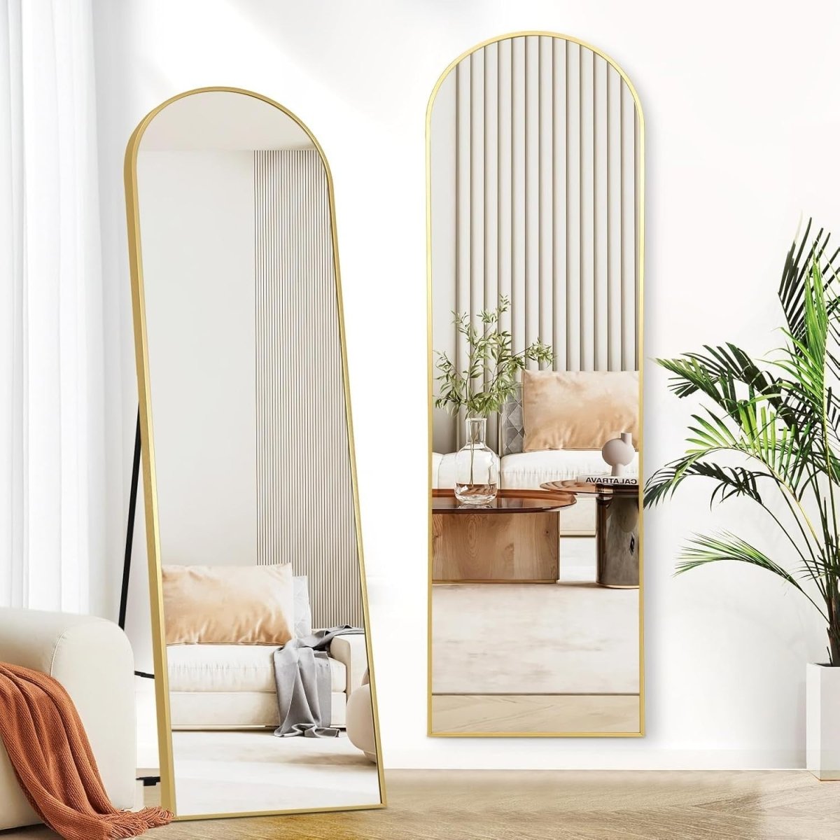 Full Length Arched Floor Mirror 150x47cm with Stand, Lightweight & Stylish - Kwikley