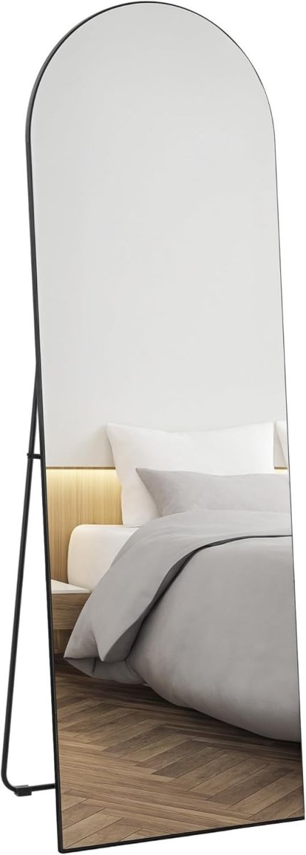 Full Length Arched Frameless Wall Mirror 50x150cm Leaning Free Standing Black - Kwikley