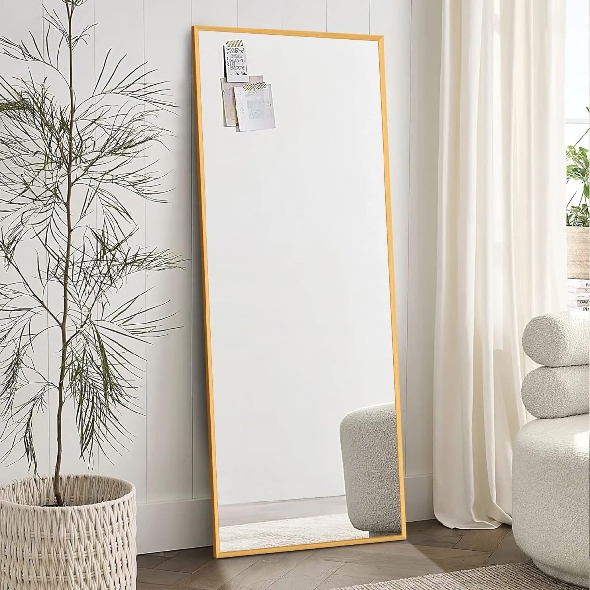 Full Length Floor Mirror 119x41cm Aluminum Frame Stand & Wall Mount - Kwikley