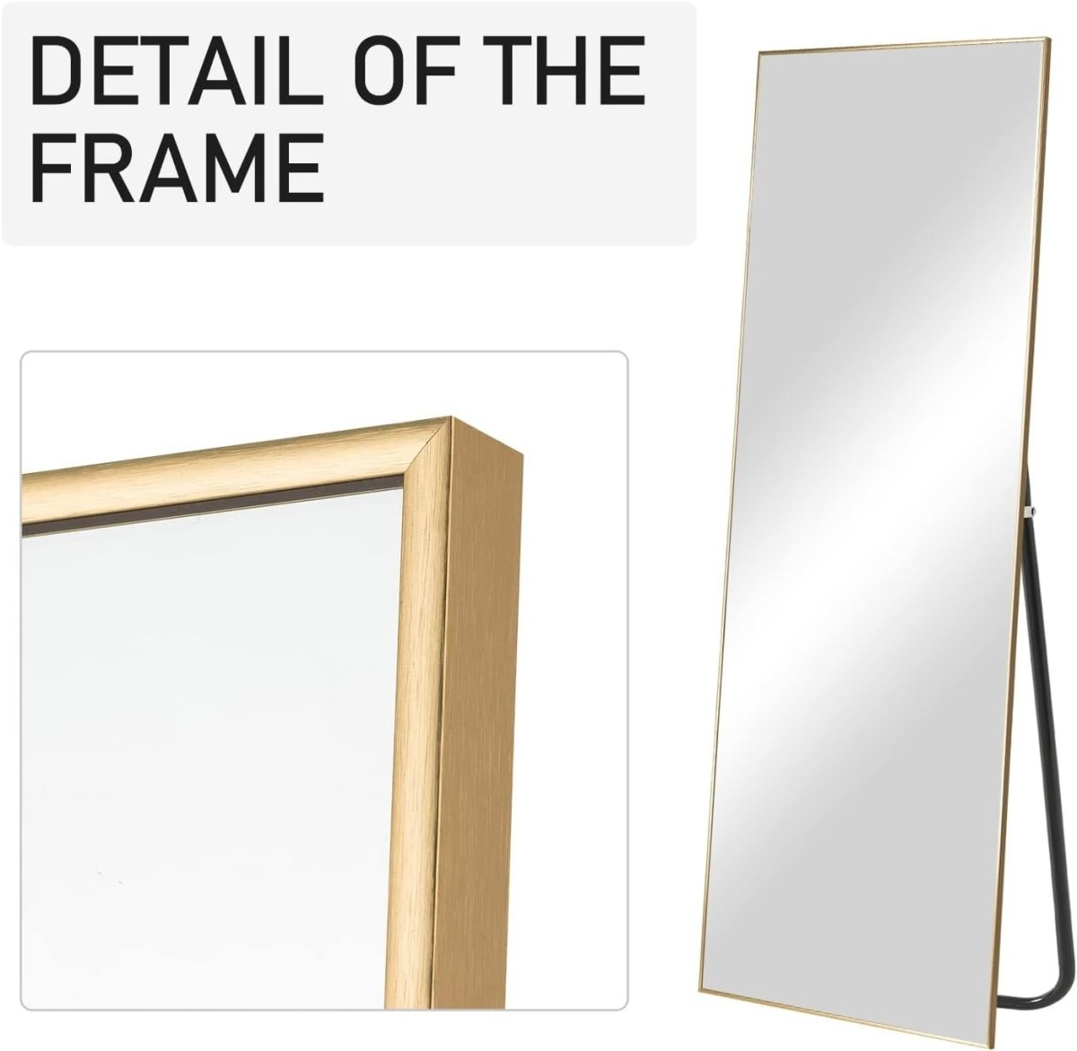 Full Length Floor Mirror 119x41cm Aluminum Frame Stand & Wall Mount - Kwikley