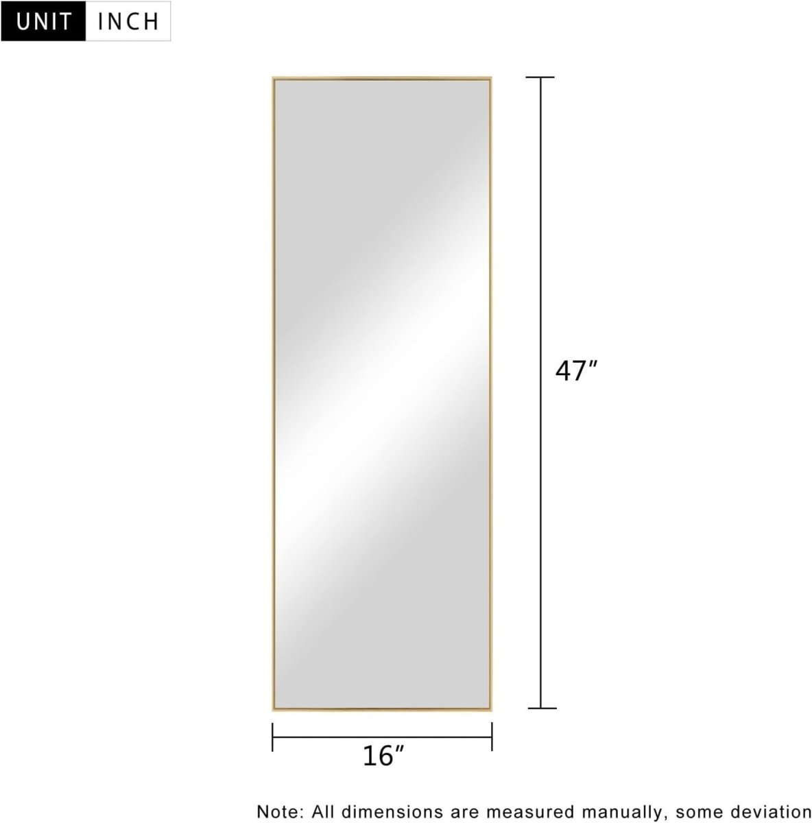 Full Length Floor Mirror 119x41cm Aluminum Frame Stand & Wall Mount - Kwikley