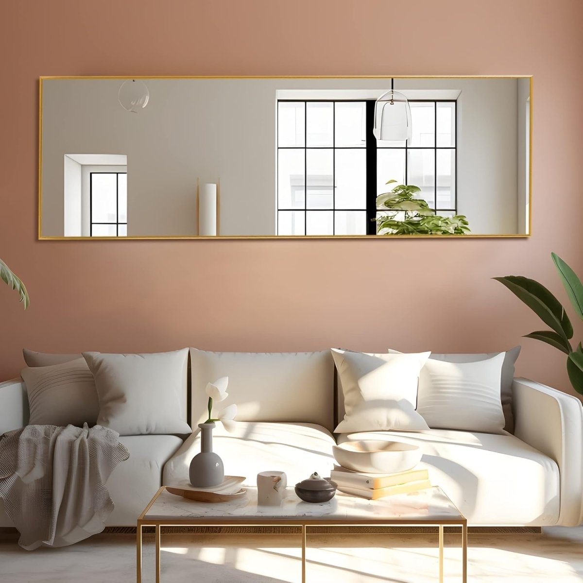 Full Length Floor Mirror 119x41cm Aluminum Frame Stand & Wall Mount - Kwikley