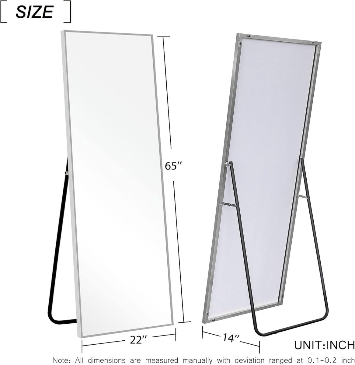 Full - Length Floor Mirror 165x55cm Aluminum Frame Stand & Wall Mount - Kwikley