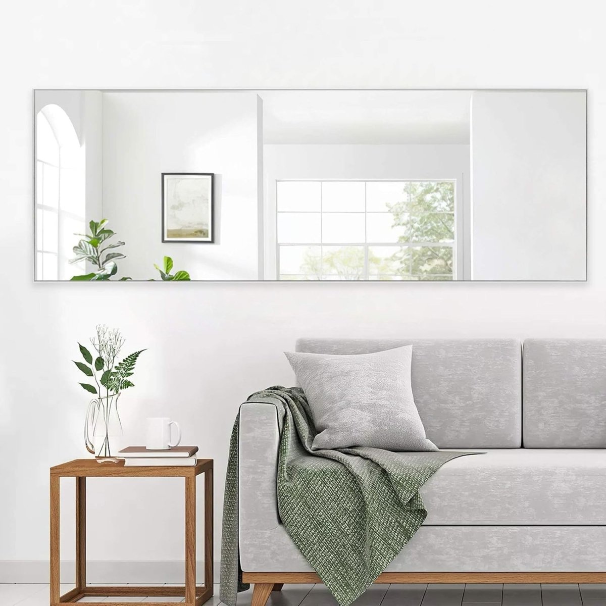 Full - Length Floor Mirror 165x55cm Aluminum Frame Stand & Wall Mount - Kwikley