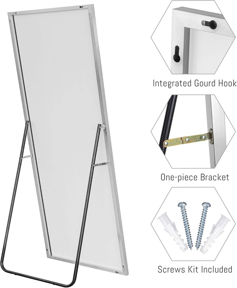 Full - Length Floor Mirror 165x55cm Aluminum Frame Stand & Wall Mount - Kwikley