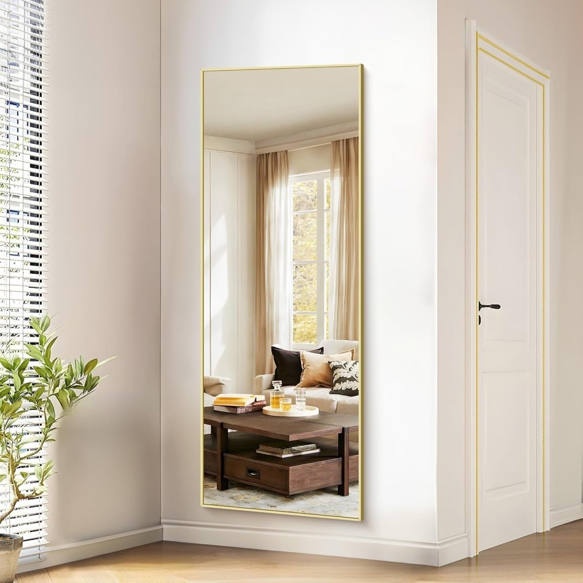 Full Length Gold Mirror 179x65cm Aluminium Frame Standing Wall Mount - Kwikley