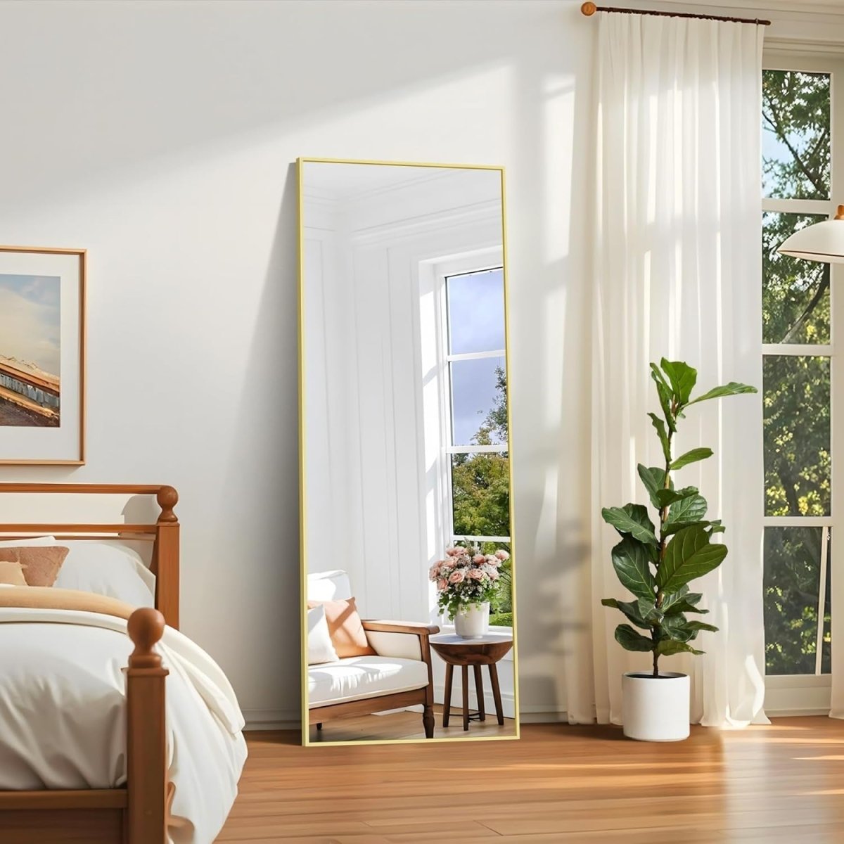 Full Length Gold Mirror 179x65cm Aluminium Frame Standing Wall Mount - Kwikley