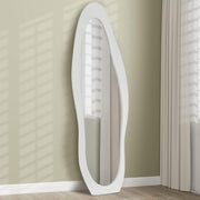 Full - Length Irregular Wavy Floor Mirror 160x50cm Velvet Frame White - Kwikley