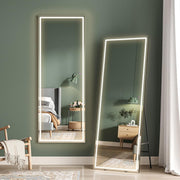 Full Length LED Mirror 160x50cm Wall Mount Touch Dimming Black Frame - Kwikley
