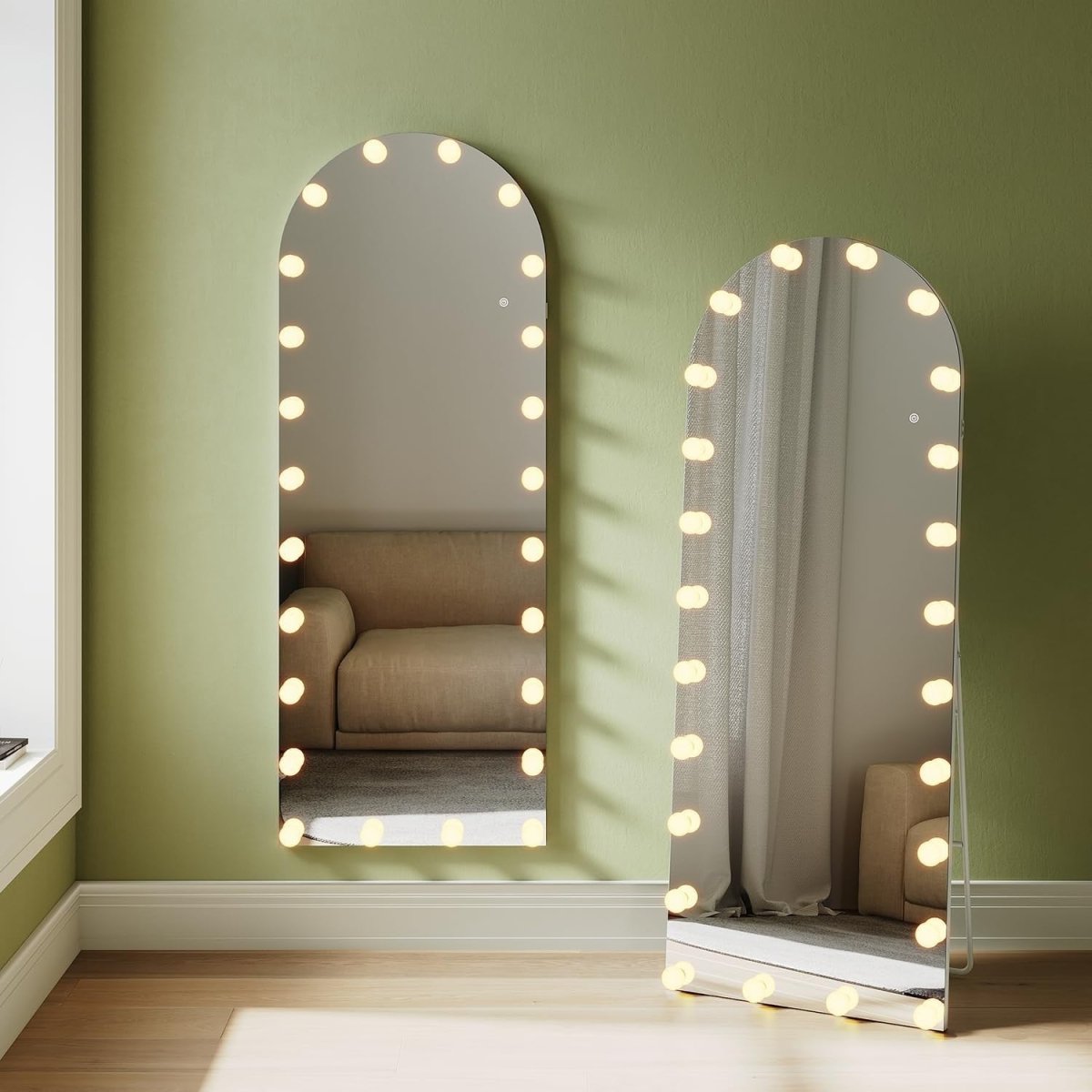 Full Length Standing Mirror with Adjustable Lights, 160x60cm, Dimmable - Kwikley