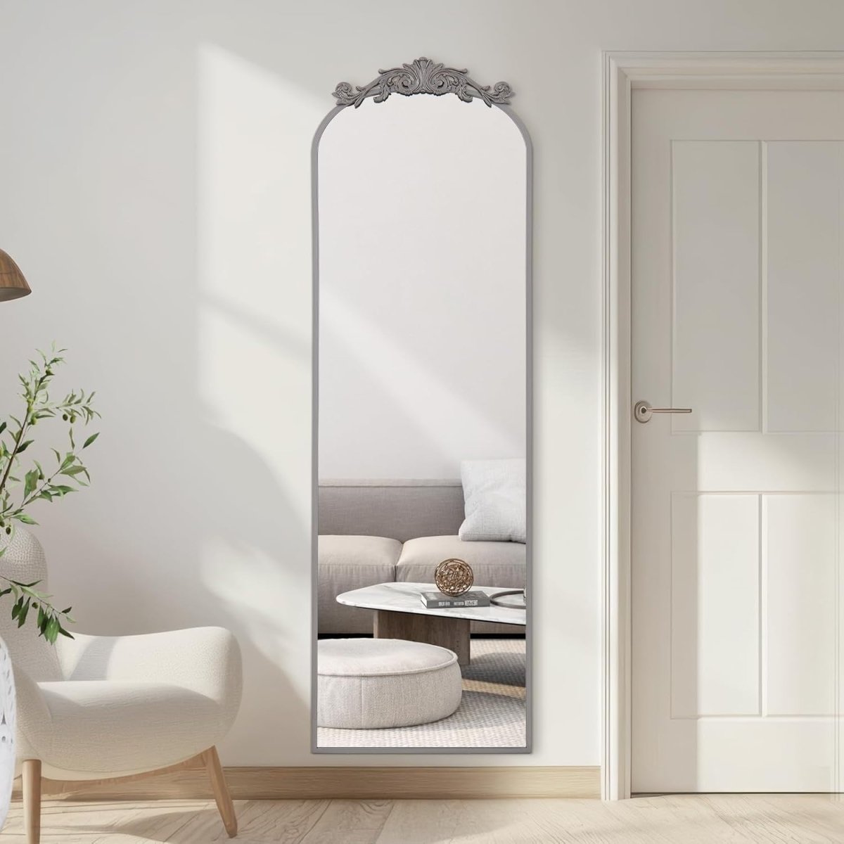 Full Length Vintage Floor Mirror 146x44cm Arch Frame Wall Mount - Kwikley