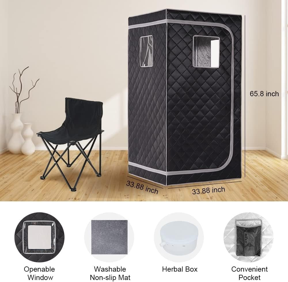 Full Size Portable Steam Sauna Home Spa 4L Fast Heat 16 - Level Detox Tent Chair - Kwikley