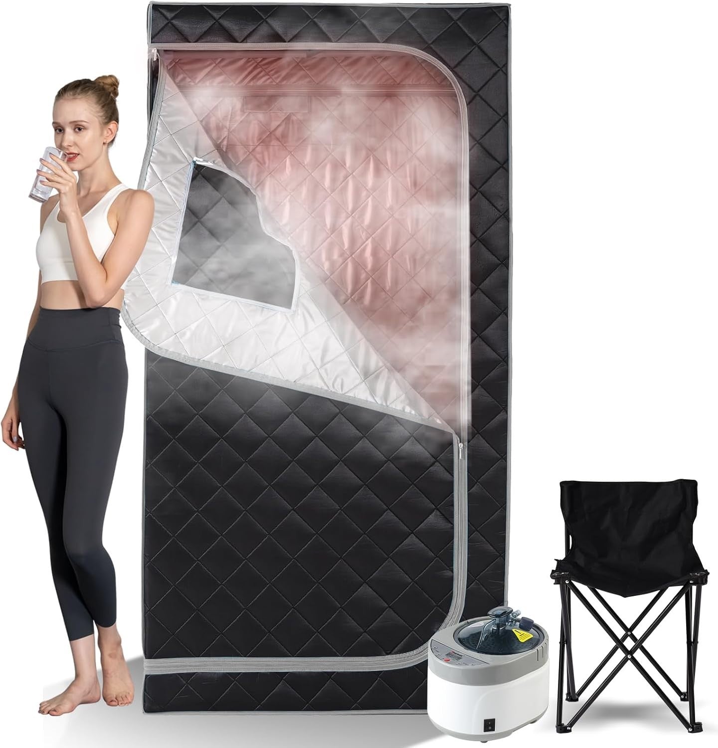 Full Size Portable Steam Sauna Home Spa 4L Fast Heat 16 - Level Detox Tent Chair - Kwikley