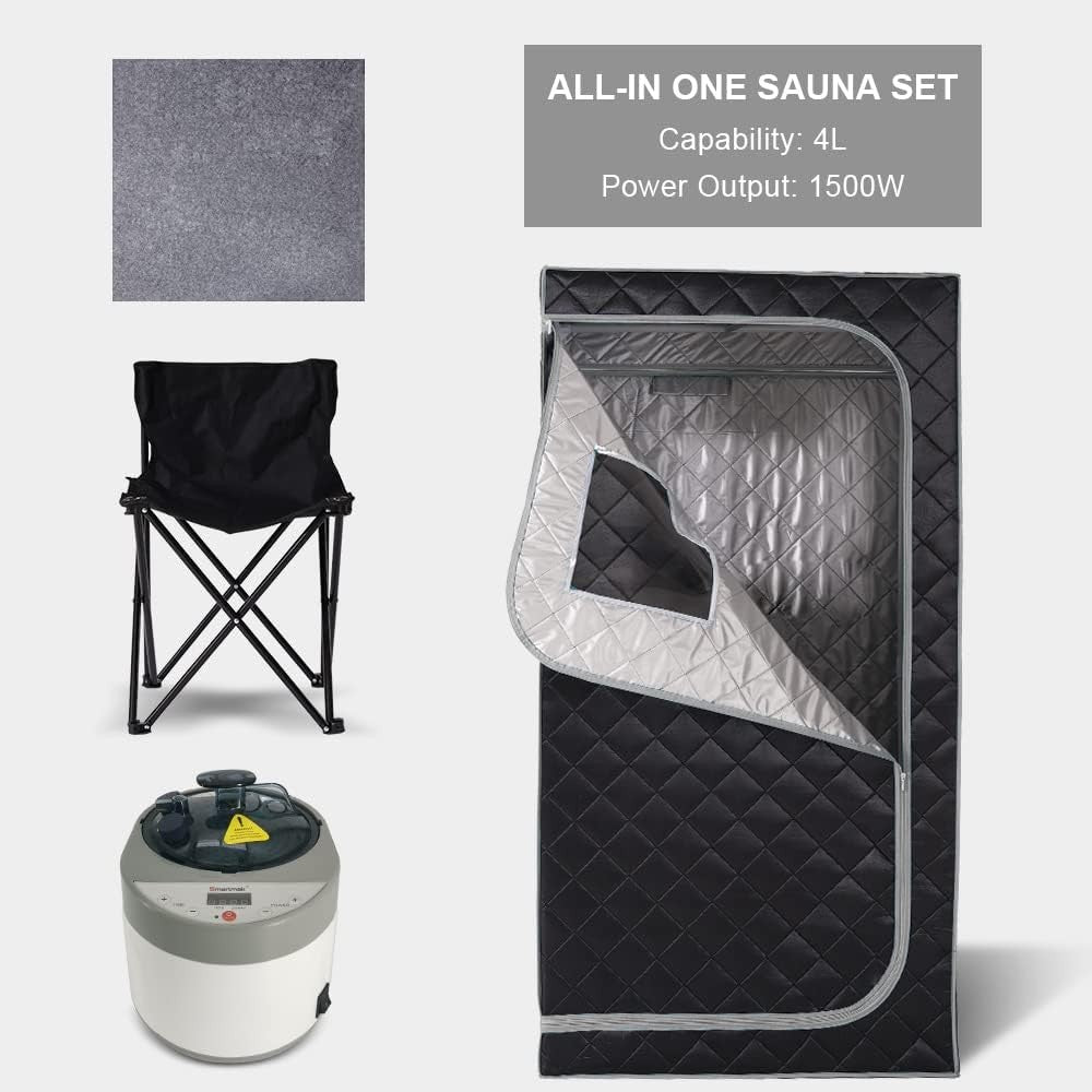 Full Size Portable Steam Sauna Home Spa 4L Fast Heat 16 - Level Detox Tent Chair - Kwikley