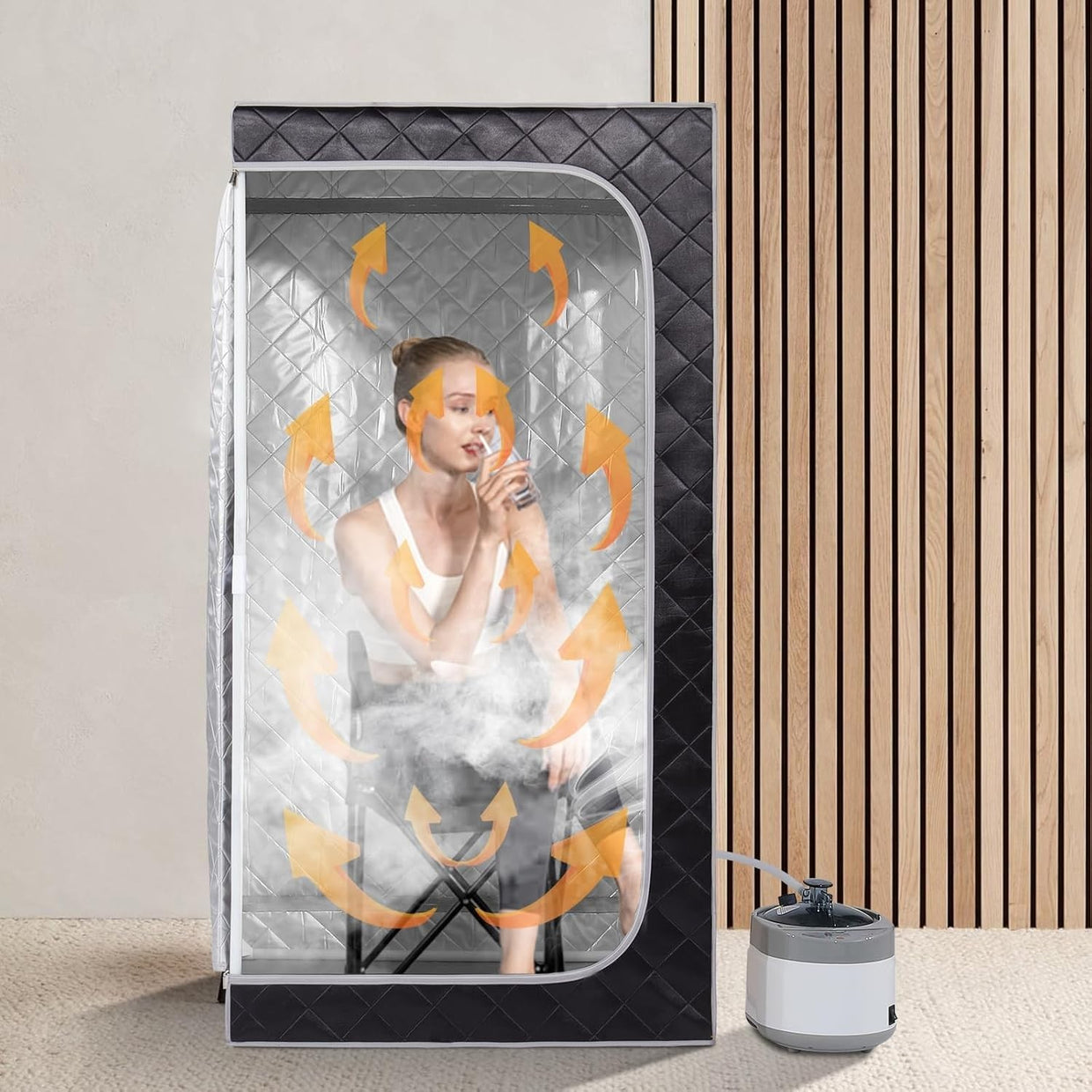 Full Size Portable Steam Sauna Home Spa 4L Fast Heat 16 - Level Detox Tent Chair - Kwikley