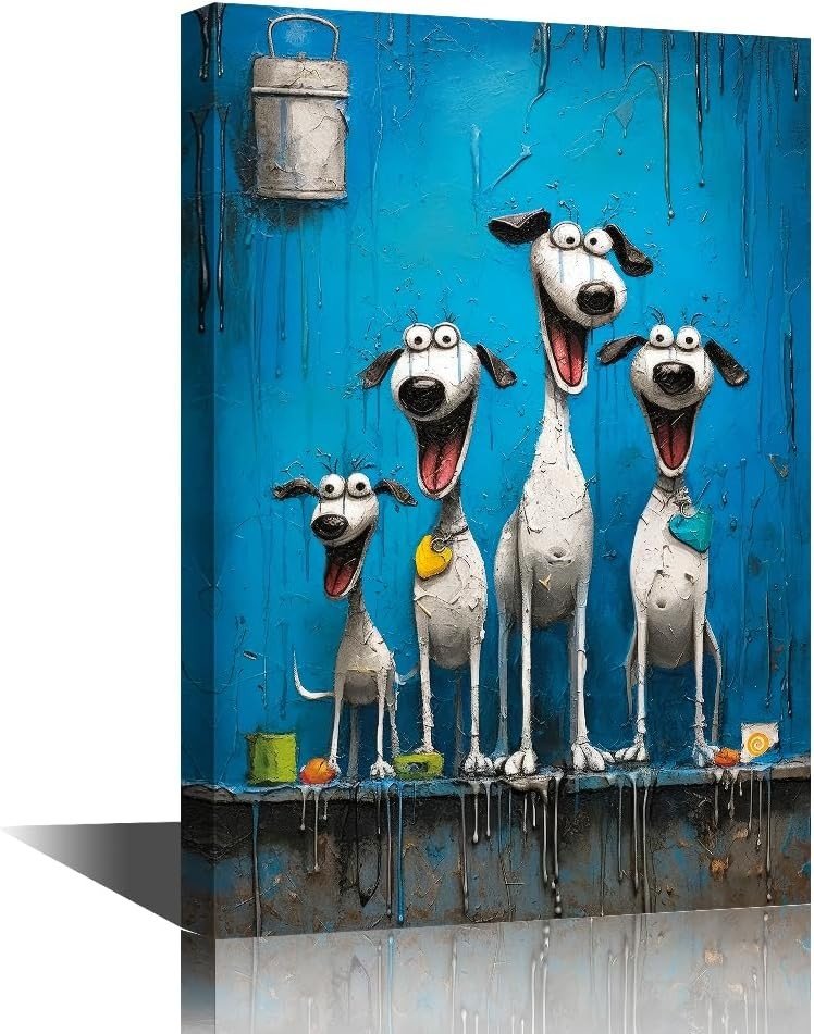 Funny Dog Bathroom Wall Art 12x18 Framed Canvas Humour Print - Kwikley