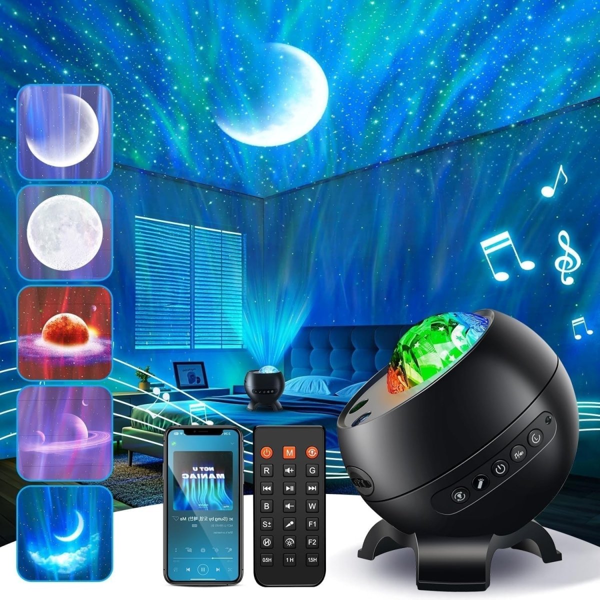 Galaxy Star Projector Aurora Light Bluetooth White Noise Ceiling Lamp - Kwikley