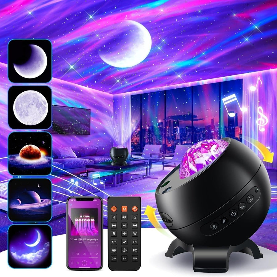 Galaxy Star Projector Aurora Light Bluetooth White Noise Ceiling Lamp - Kwikley