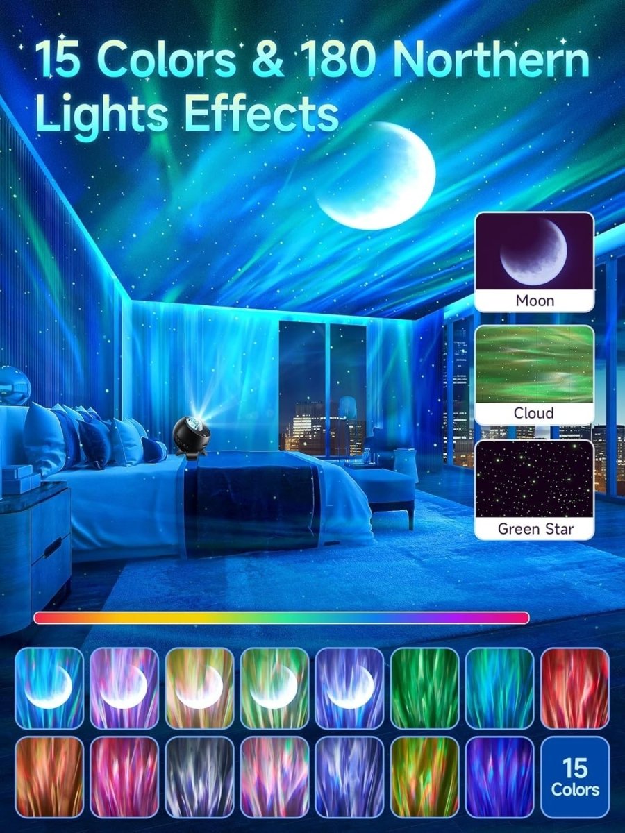 Galaxy Star Projector Aurora Light Bluetooth White Noise Ceiling Lamp - Kwikley