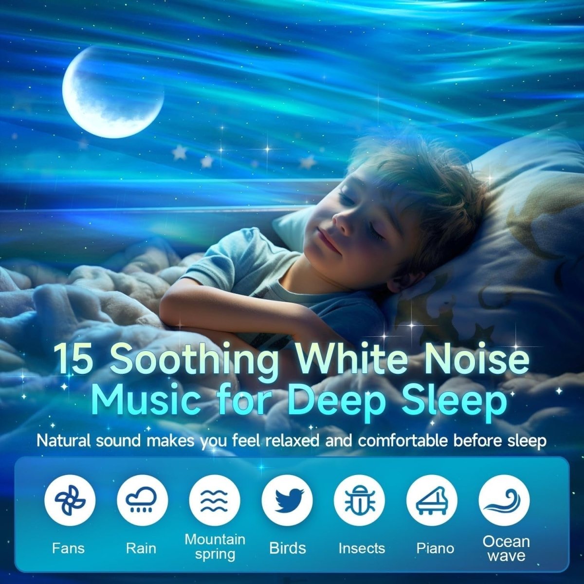 Galaxy Star Projector Moon Aurora Light Bluetooth White Noise Bedroom - Kwikley