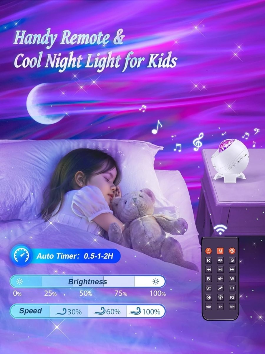 Galaxy Star Projector Moon Aurora Light Bluetooth White Noise Bedroom - Kwikley
