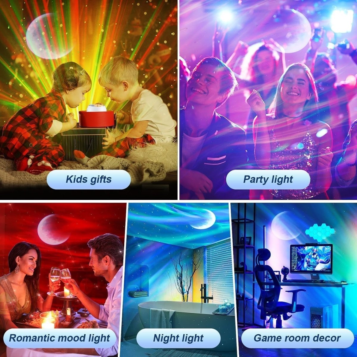 Galaxy Star Projector Moon Aurora Light Bluetooth White Noise Bedroom - Kwikley