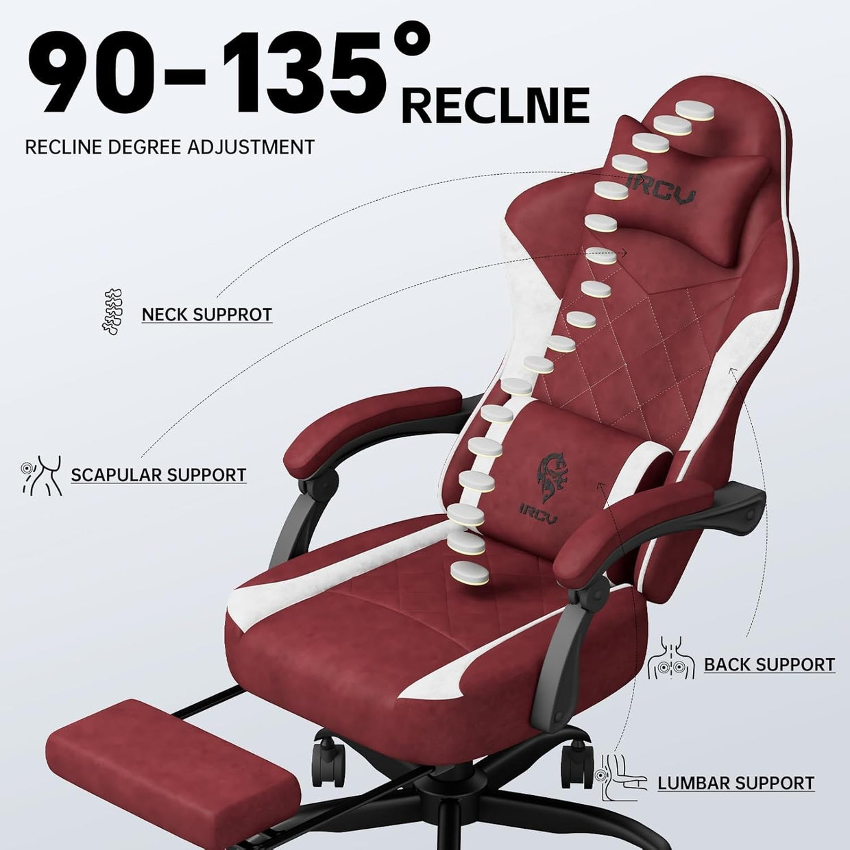 Gaming Chair Memory Foam Reclining Footrest Adjustable Backrest Office Red New - Kwikley