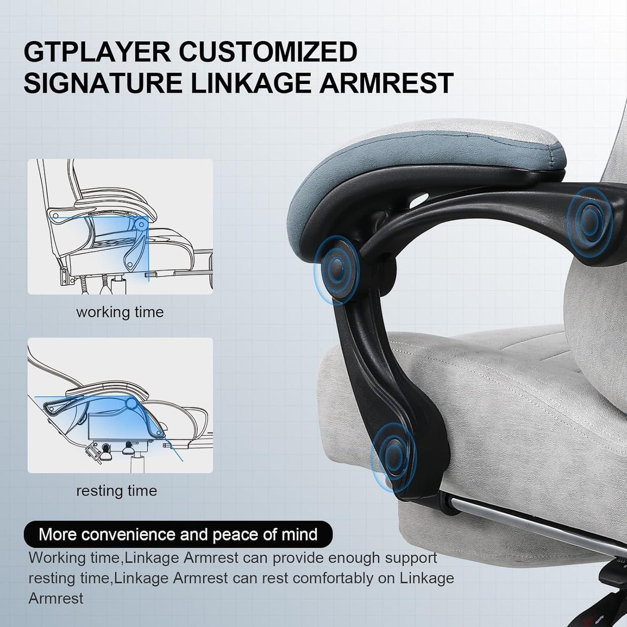 Gaming Chair Office Desk Swivel PC Suede Velvet Fabric Recliner Tall Max 150KG - Kwikley