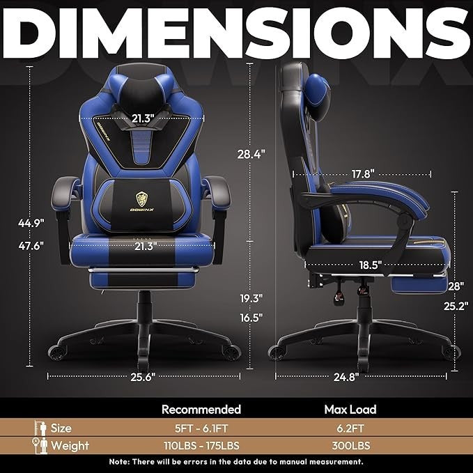 Gaming Chair Office Desk Swivel Racer Leather Adjustable Recliner Massage Footre - Kwikley
