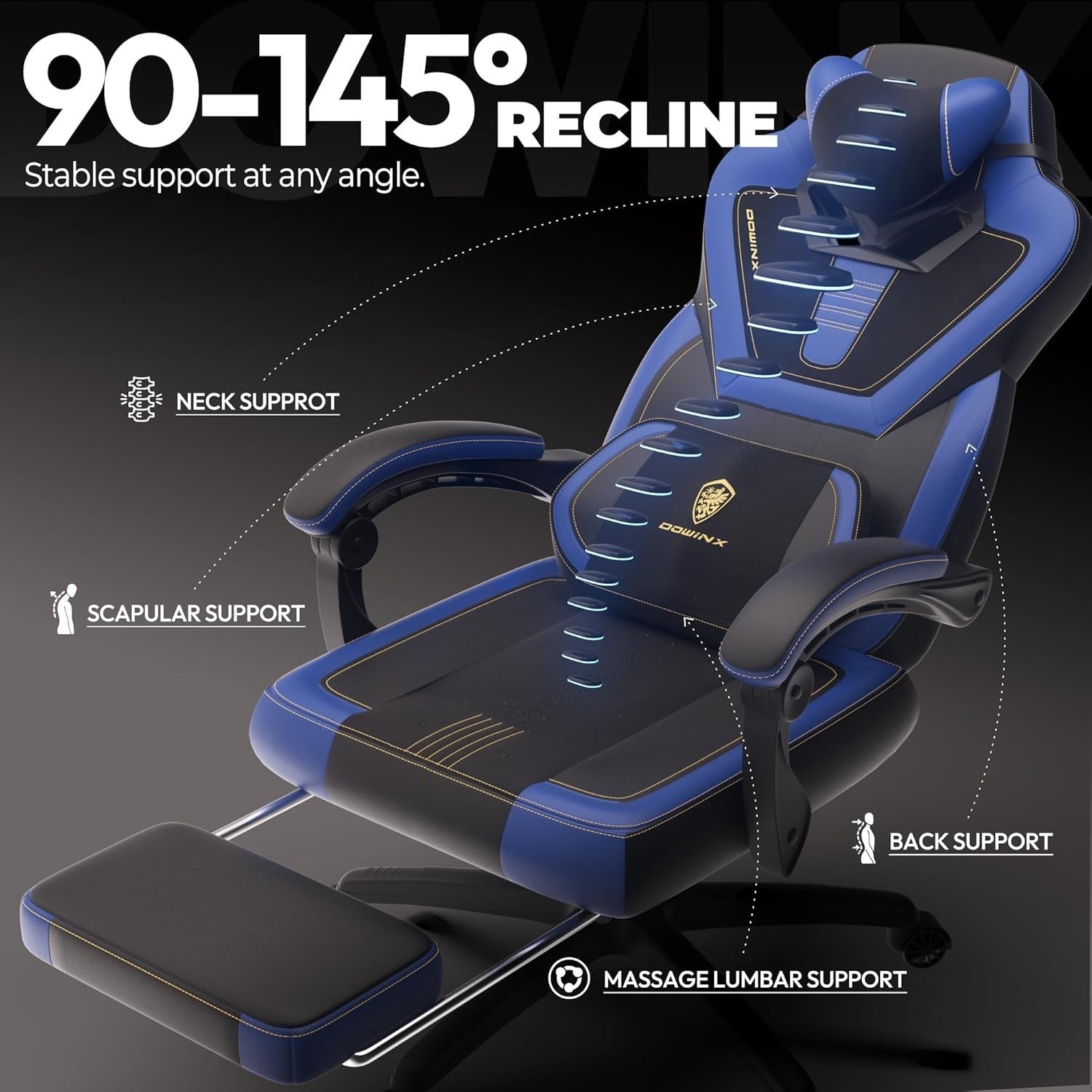 Gaming Chair Office Desk Swivel Racer Leather Adjustable Recliner Massage Footre - Kwikley