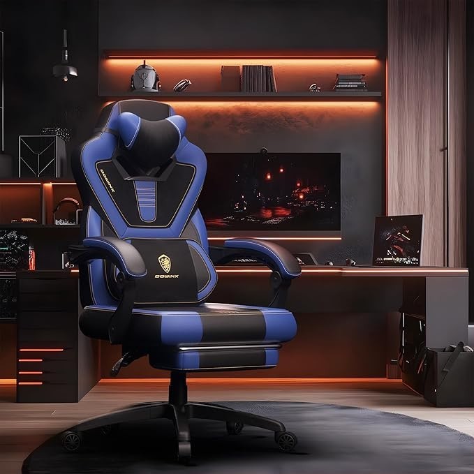 Gaming Chair Office Desk Swivel Racer Leather Adjustable Recliner Massage Footre - Kwikley