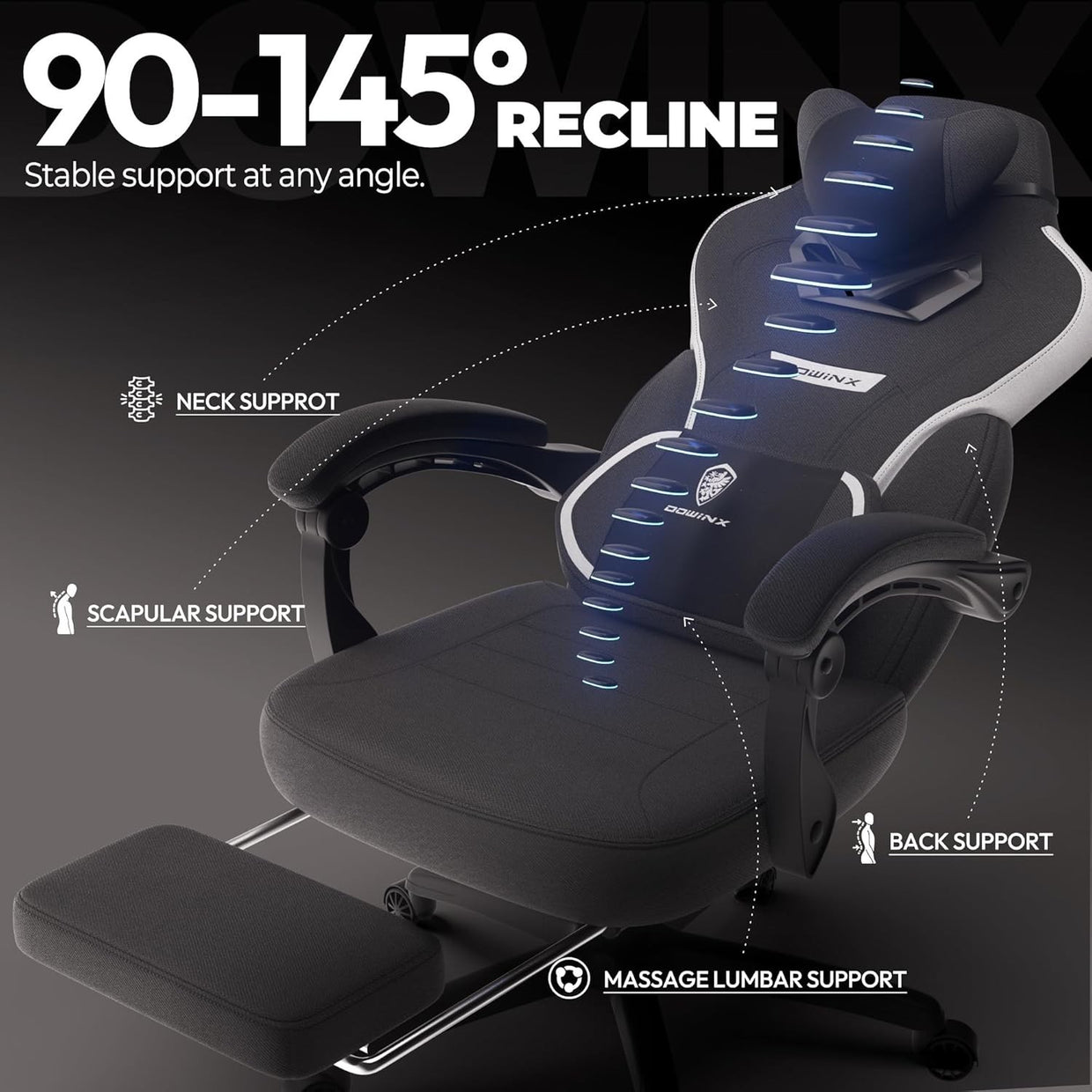 Gaming Chair Office Desk Swivel Recliner Adjustable Backrest Footrest 200lb - Kwikley