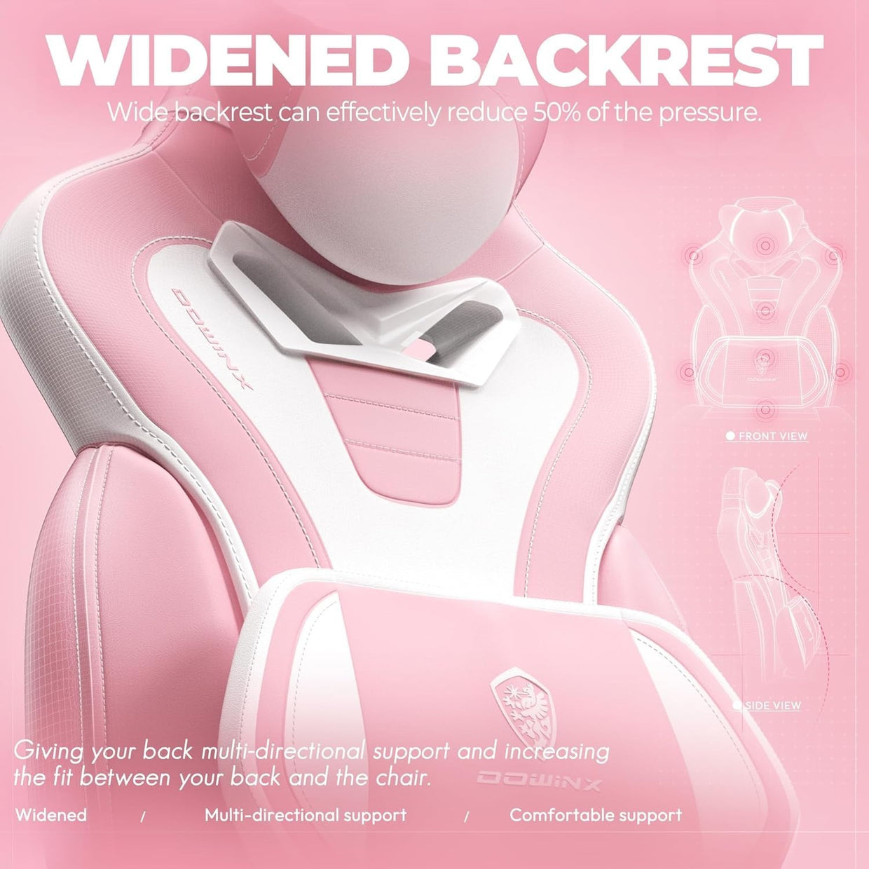 Gaming Chair PU Leather Recliner Massage Headrest Pink White Desk Office - Kwikley