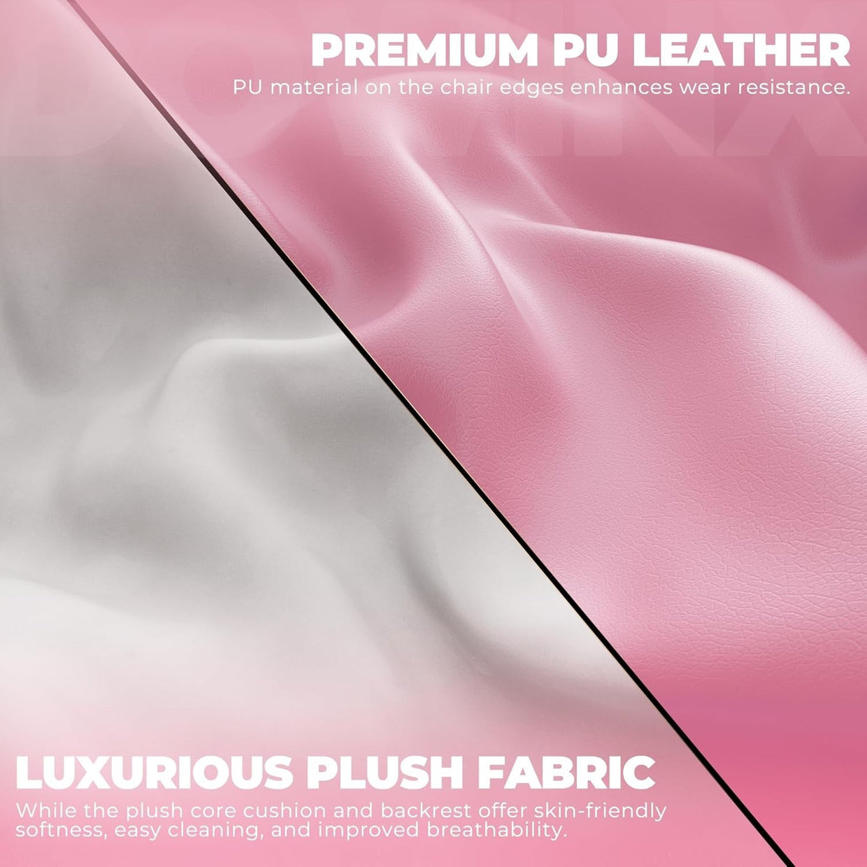 Gaming Chair PU Leather Recliner Massage Headrest Pink White Desk Office - Kwikley