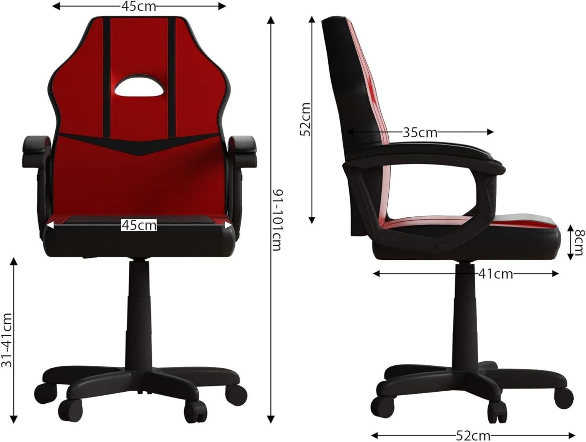 Gaming Office Chair Swivel PU Leather Executive Desk Chair Red - Kwikley