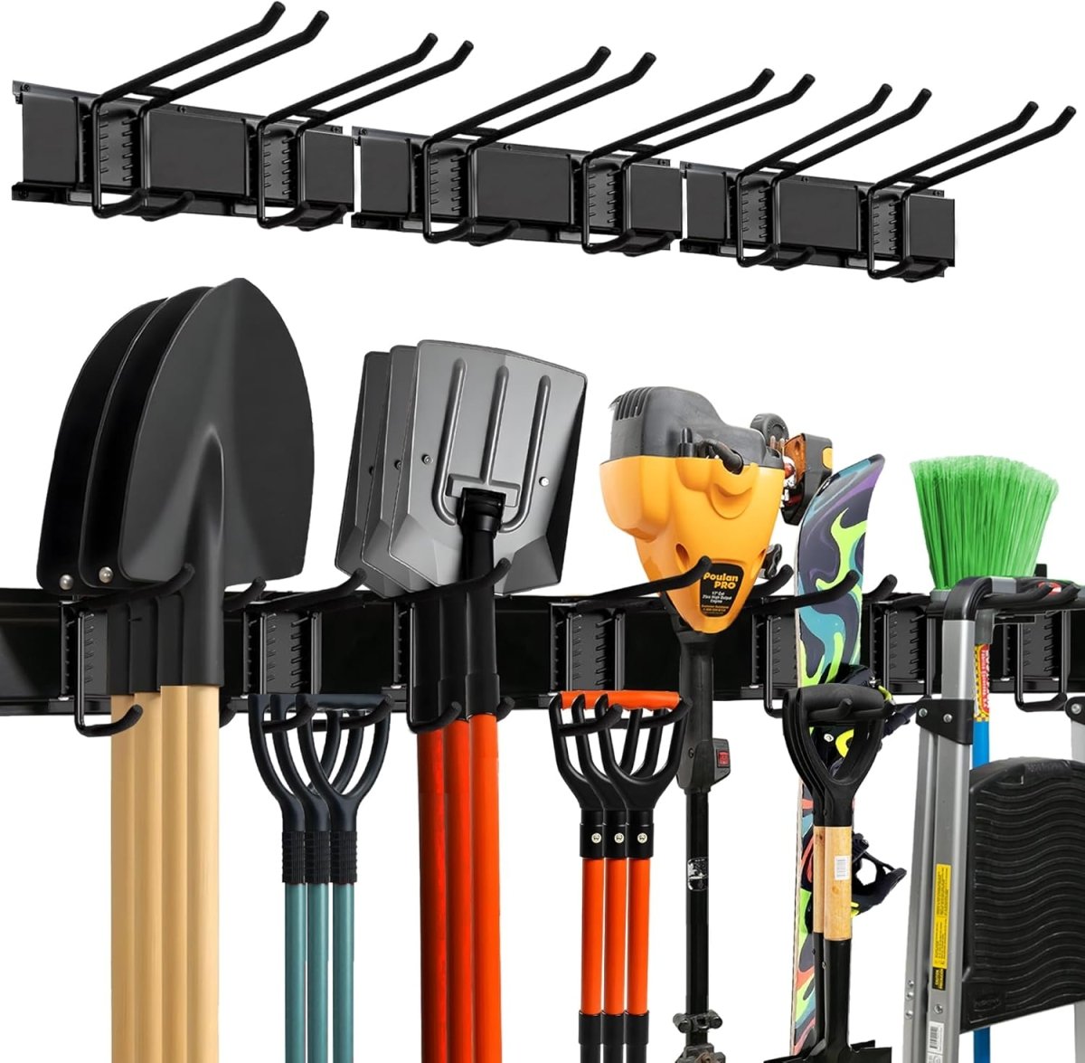 Garage Tool Organizer Wall Mount Heavy Duty Rack 300lbs Hooks - Kwikley