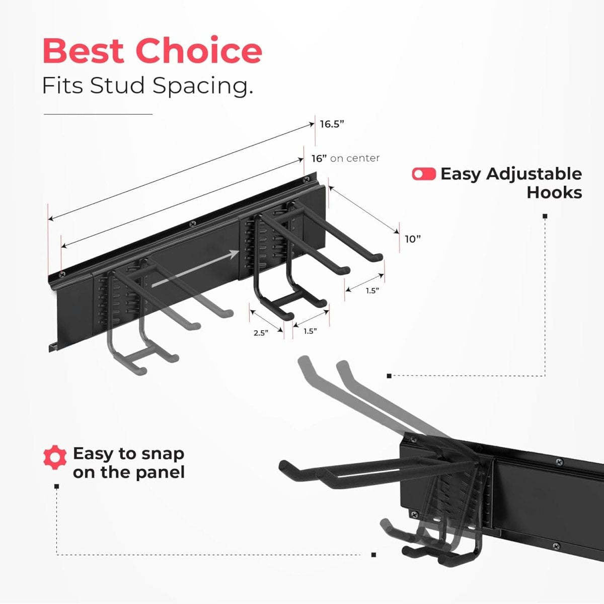 Garage Tool Organizer Wall Mount Heavy Duty Rack 300lbs Hooks - Kwikley